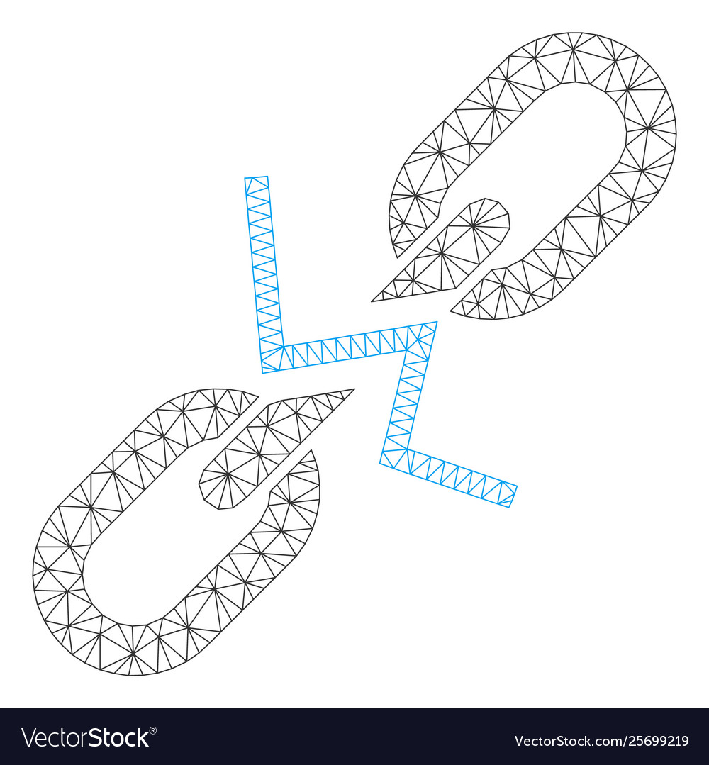 Broken chain link polygonal frame mesh vector image Broken chain link polygonal frame mesh