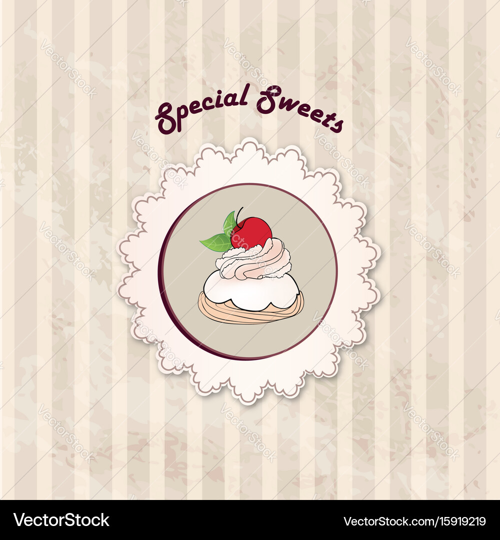 Cake cafe menu background bakery label sweet Vector Image