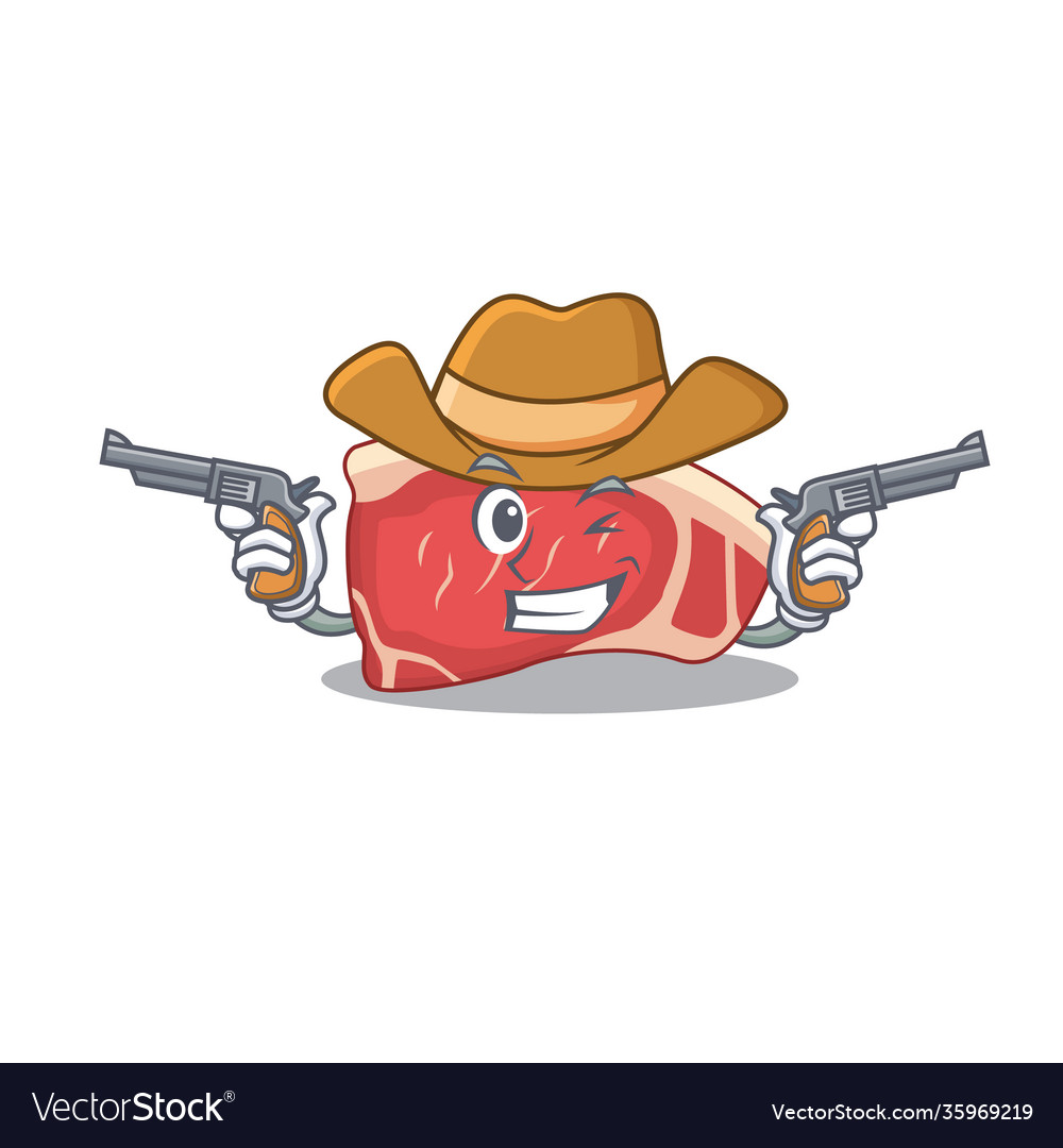 Cartoon Charakter Cowboy Sirloin mit Waffen