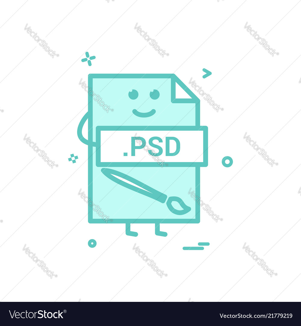 Computer psd file format type icon design vector image Computer psd file format type icon design