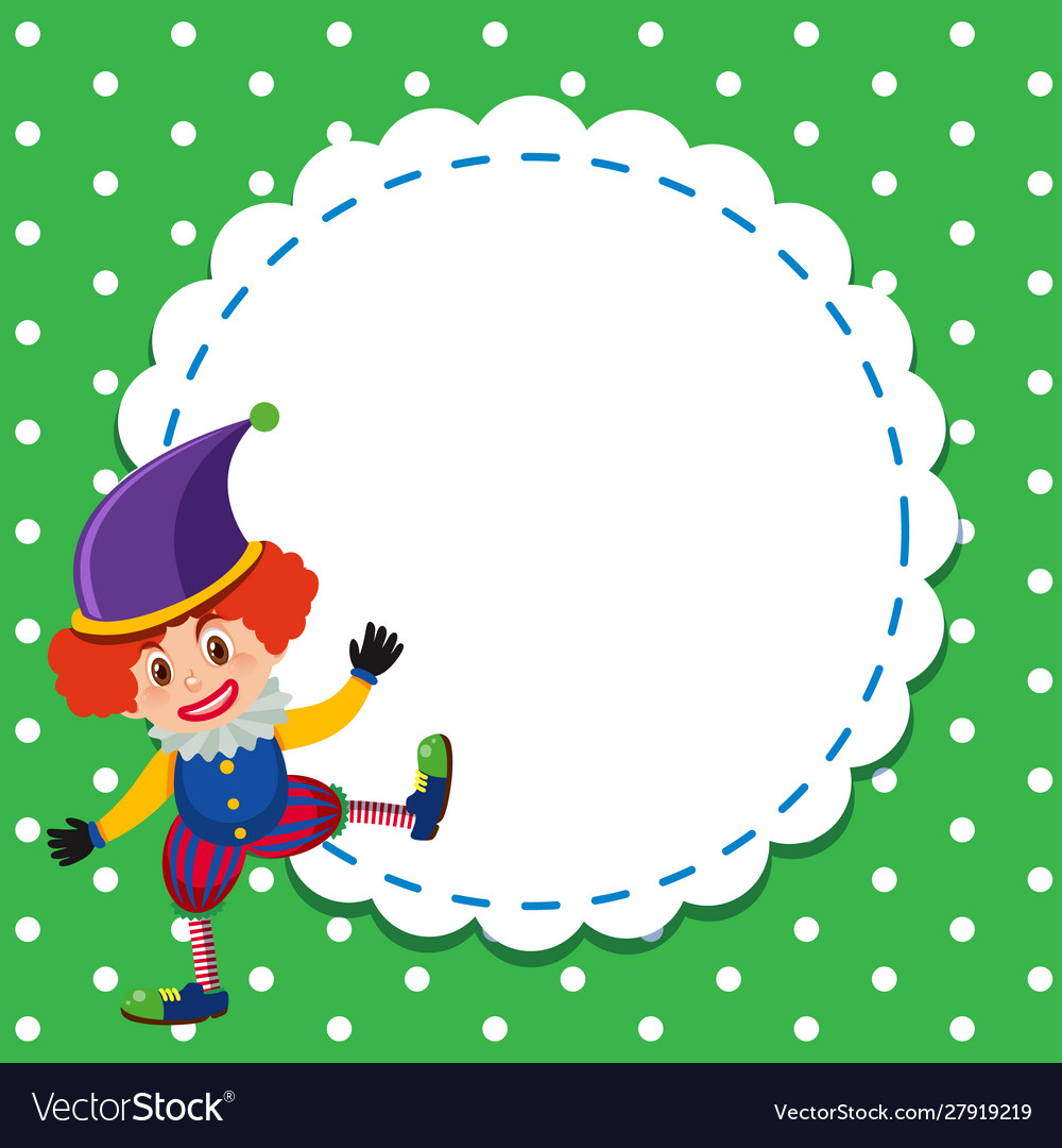 Frame template design with circus clown vector image Frame template design with circus clown
