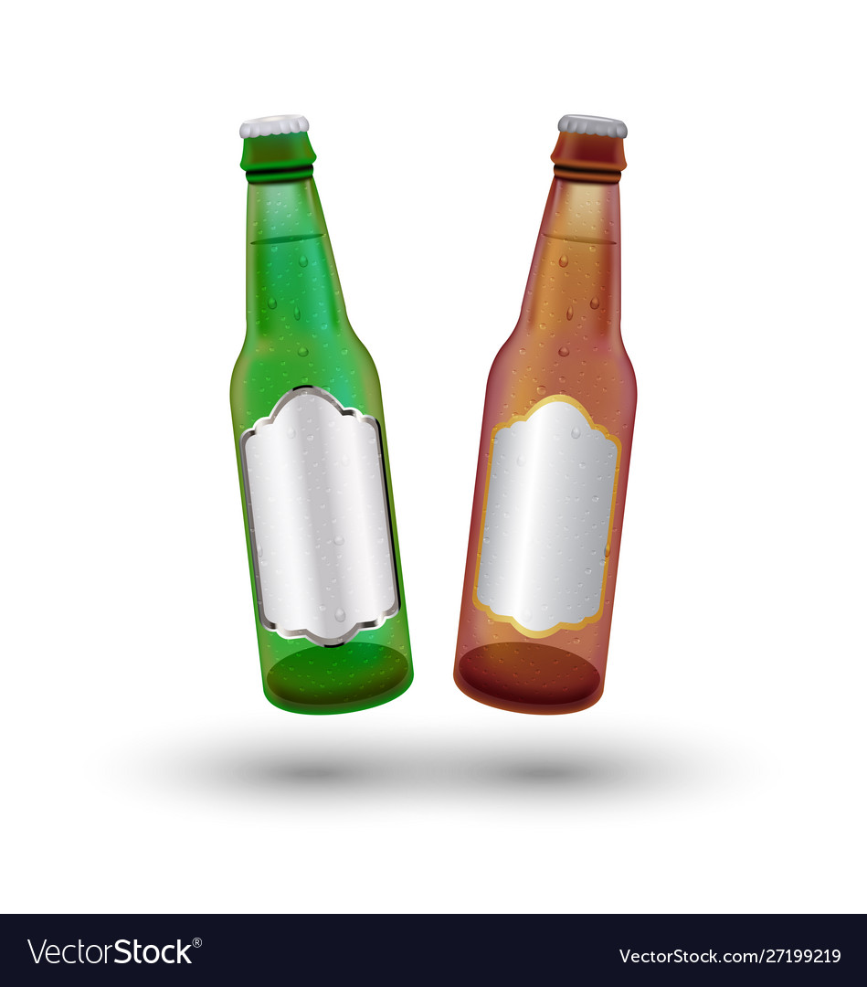 Green and brown beer bottle on a white background Vector Image