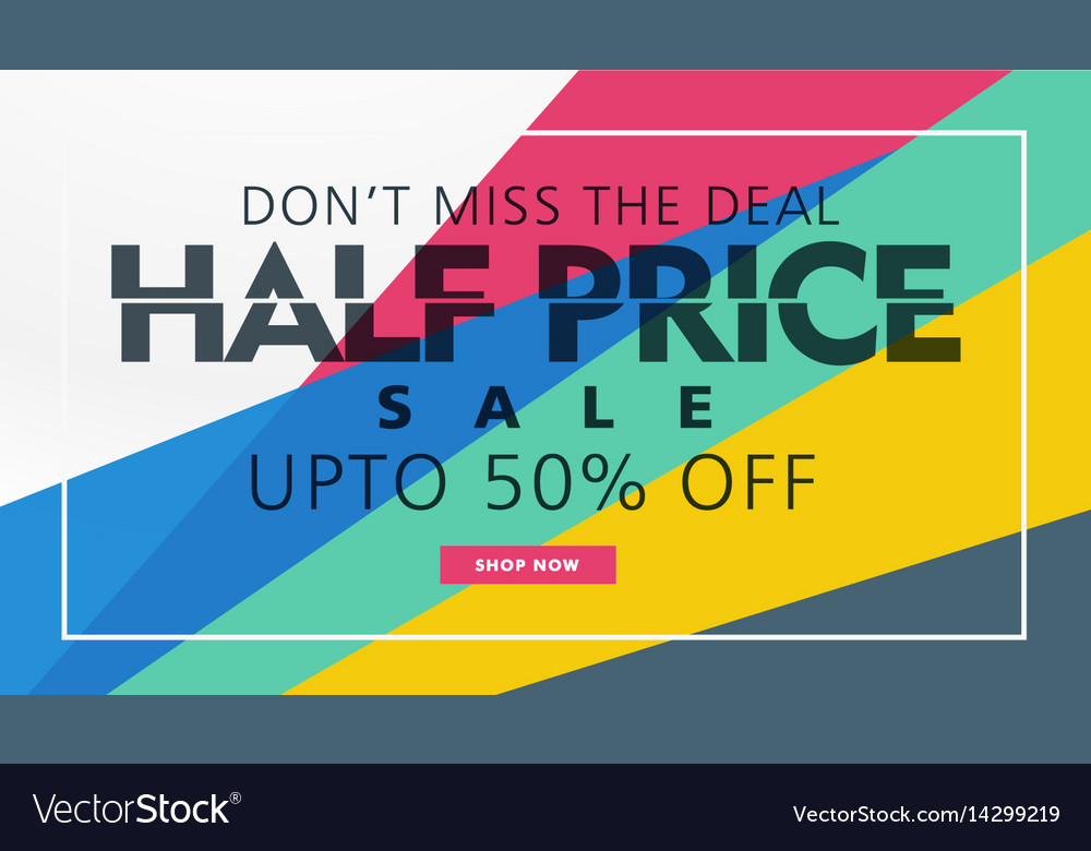 Half price sale banner template creative design