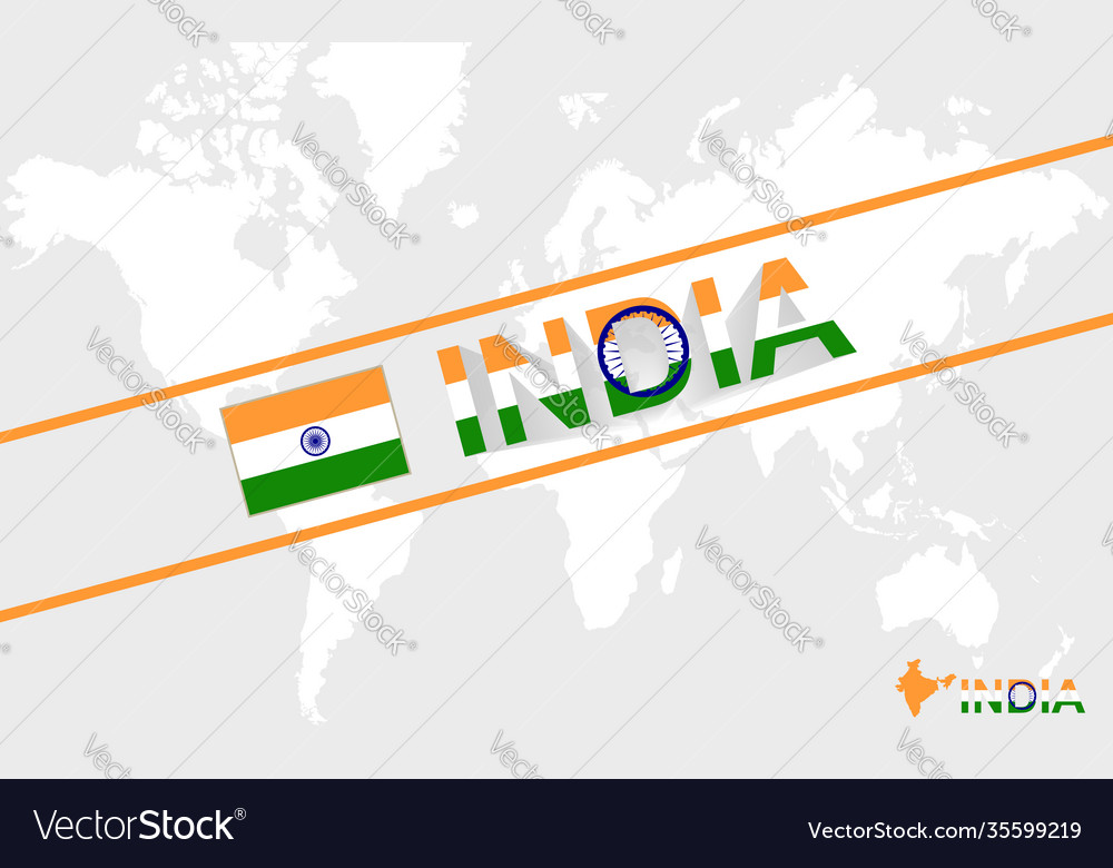 India map flag and text