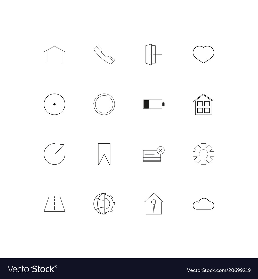 Interface simple linear icons set outlined