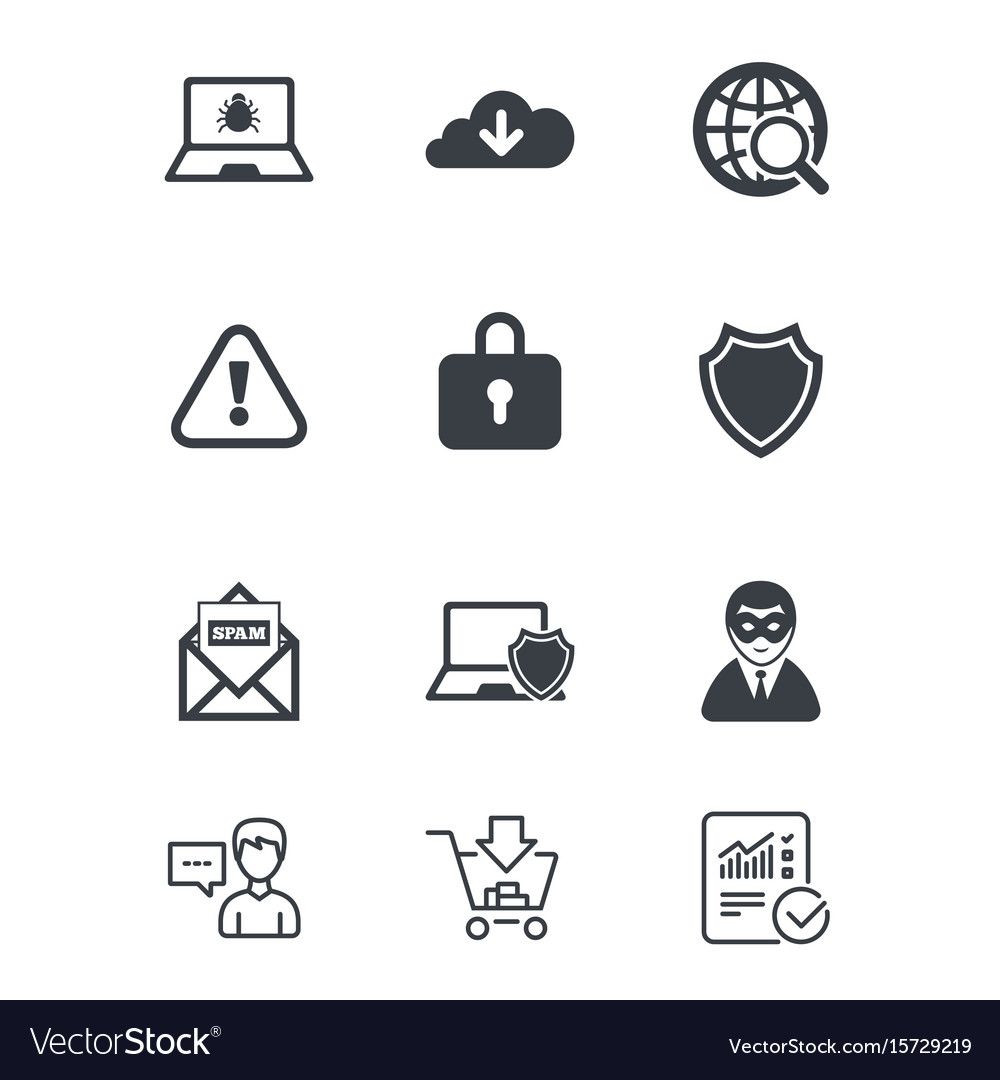 Internet privacy icons cyber crime signs