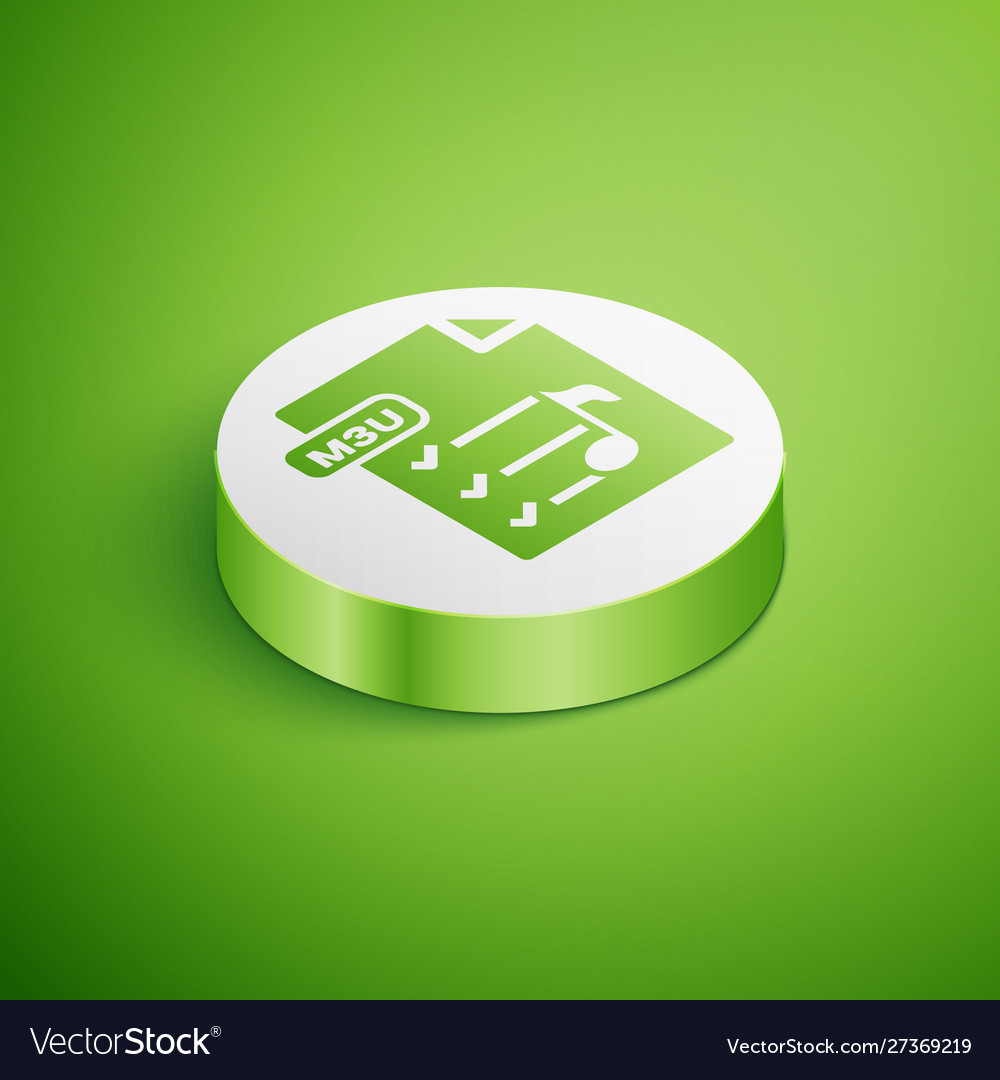 Isometric m3u file document download button vector image Isometric m3u file document download button