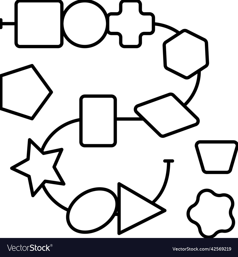 Lacing threading toy line icon vector image Lacing threading toy line icon