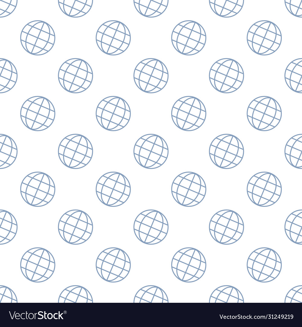 Linear globe icon isolated seamless pattern