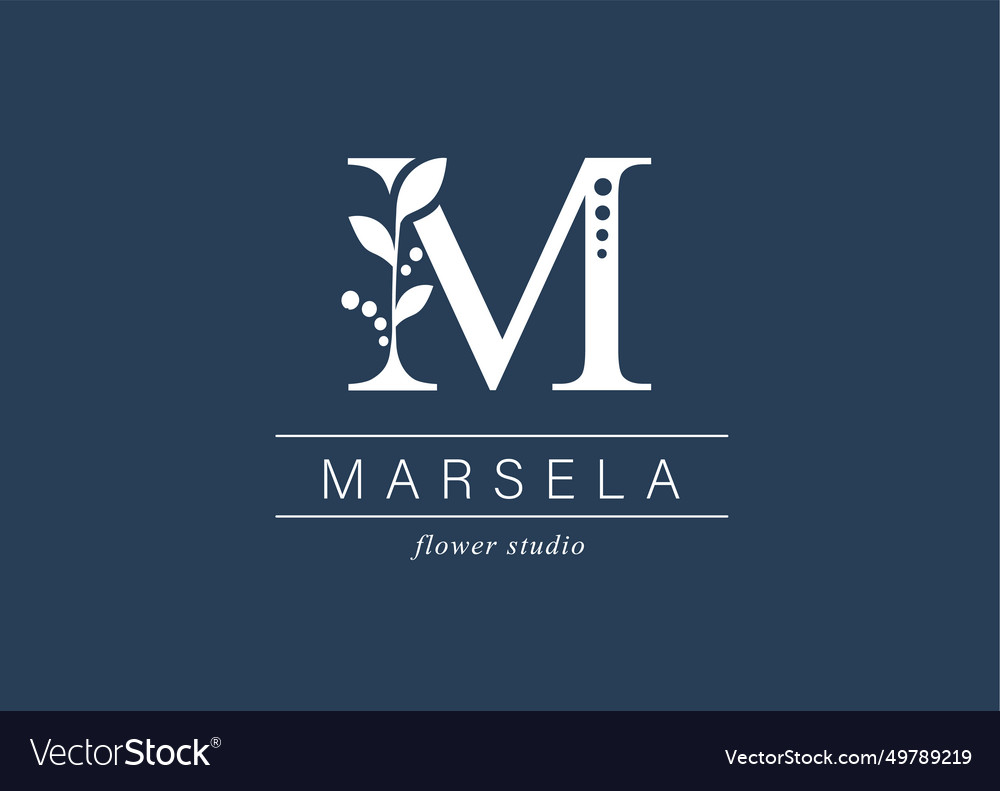 Logo capital letter m monogram of botanical vector image Logo capital letter m monogram of botanical