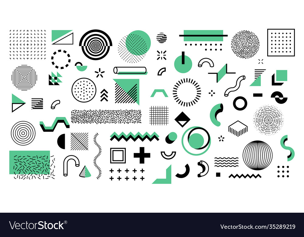 Minimal Memphis Shapes Abstract Geometric Graphic Vector Image