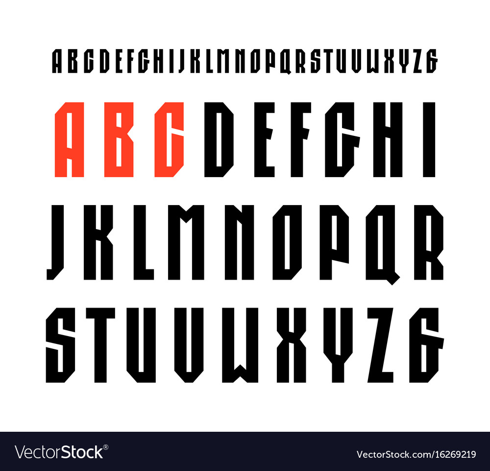 Narrow sanserif font in sport style Royalty Free Vector