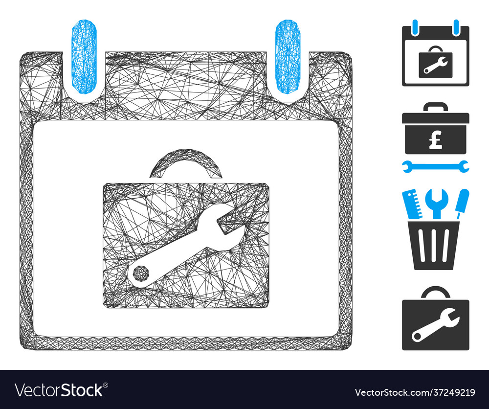 Net toolbox calendar day mesh vector image Net toolbox calendar day mesh