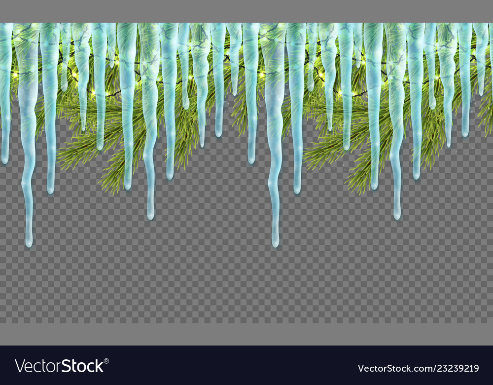 Seamless border with realistic firtree sparkling vector image Seamless border with realistic firtree sparkling