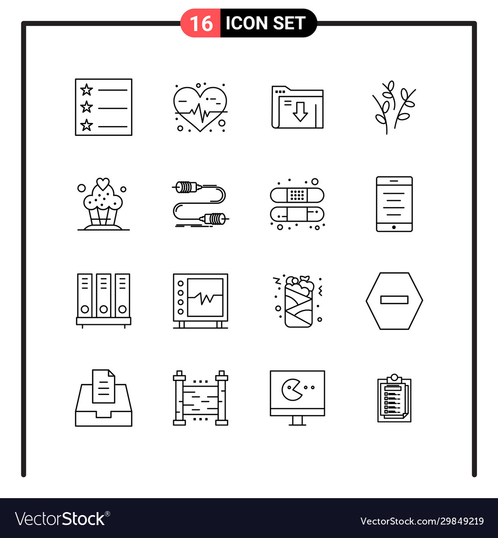 Set 16 line style icons for web and mobile vector image Set 16 line style icons for web and mobile