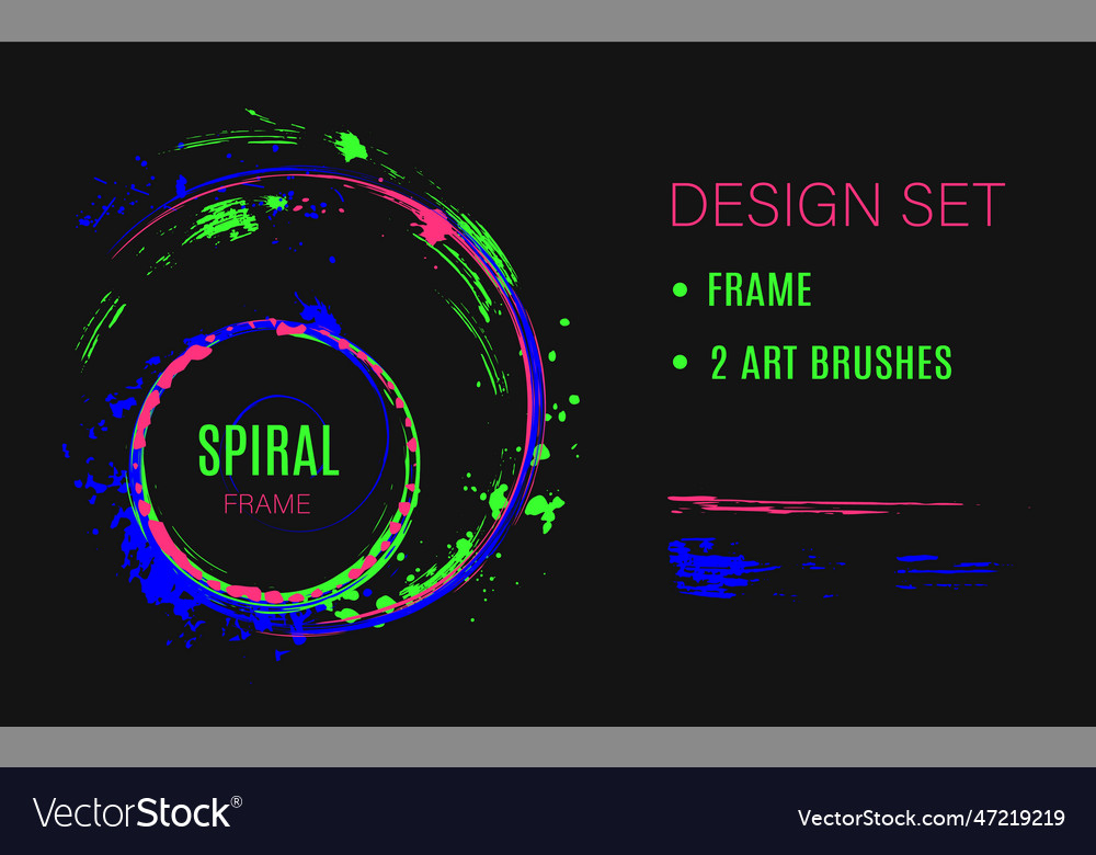 Set of design elements circular spiral frame vector image Set of design elements circular spiral frame