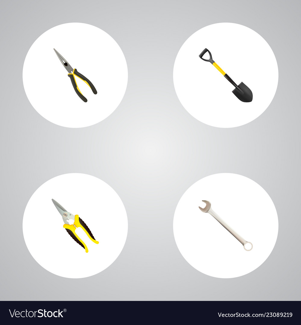 Set of instruments realistic symbols with shear vector image Set of instruments realistic symbols with shear