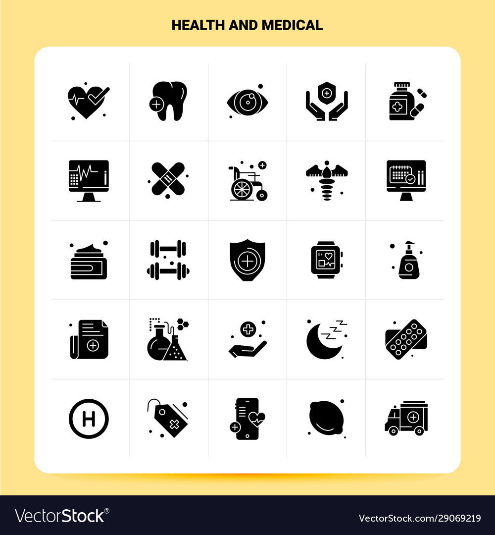 Solid 25 health and medical icon set glyph style