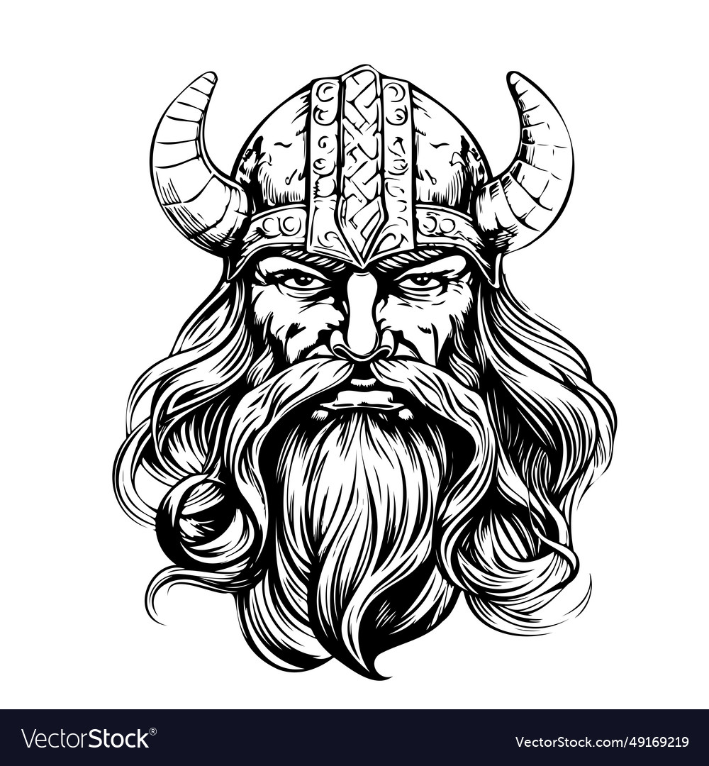 Warrior face viking head