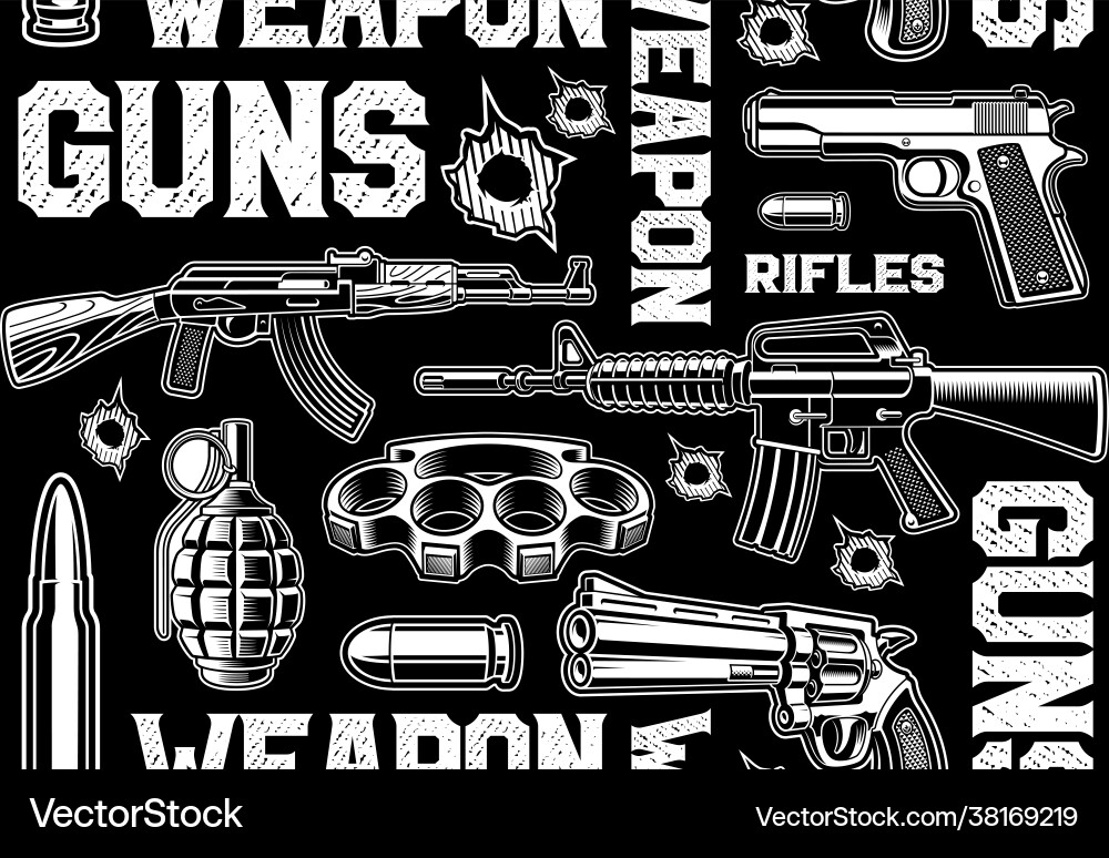 Weapon seamless pattern Royalty Free Vector Image
