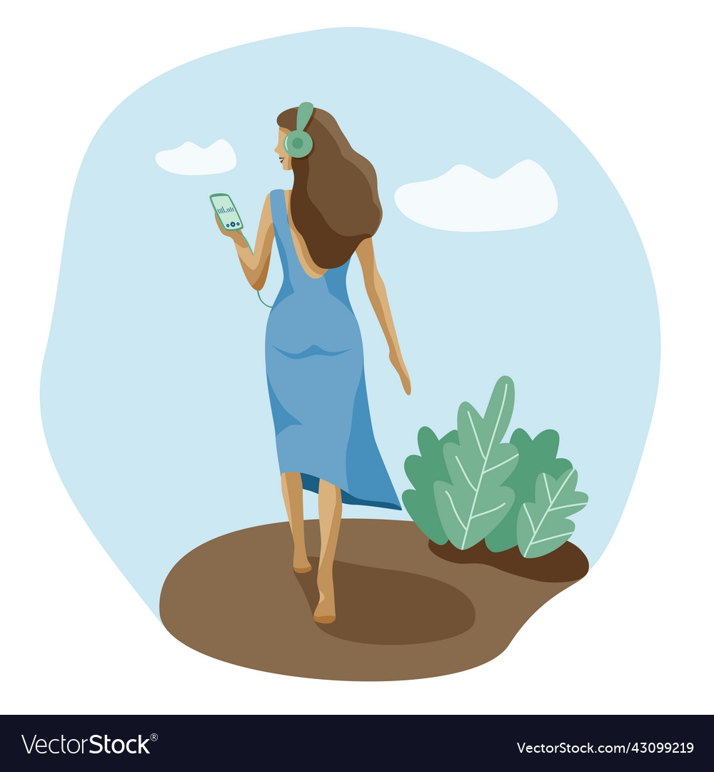 Woman Listening to Audio on Walk