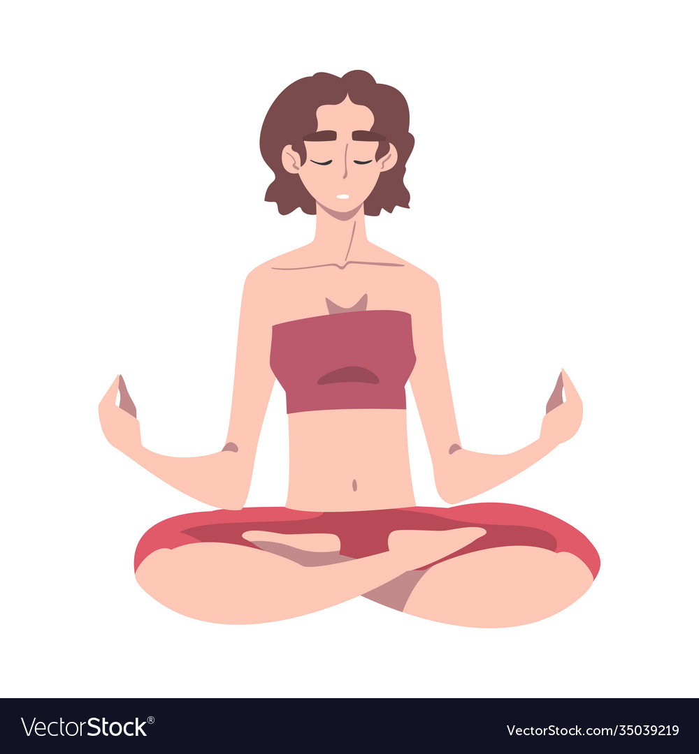 Young woman cross-legged sitting in padmasana vector image Young woman cross-legged sitting in padmasana