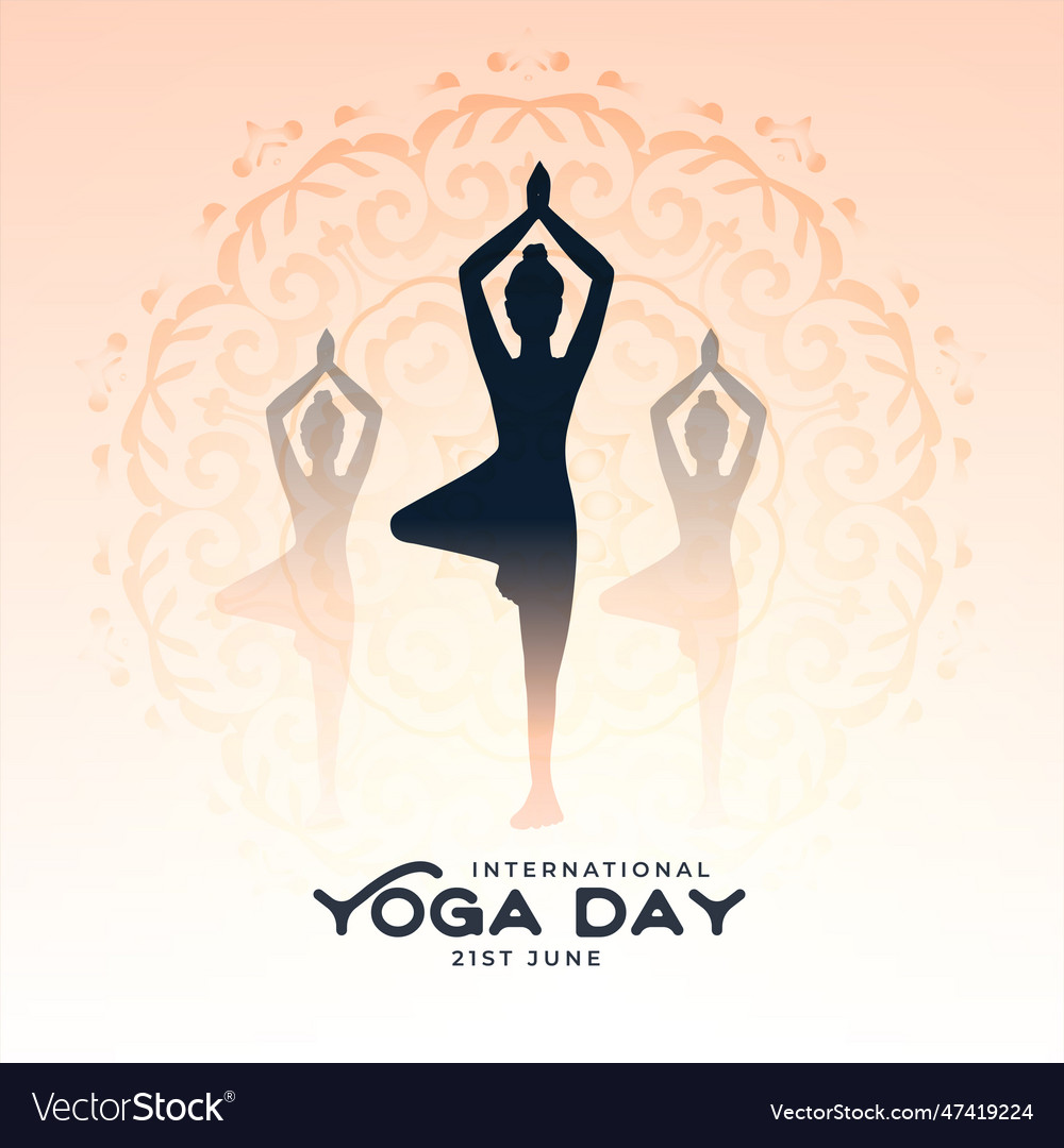 21st june yoga day event background with women