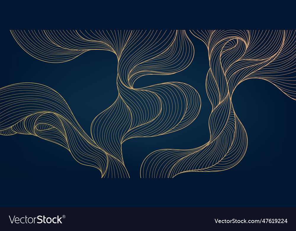 Abstract luxury golden wallpaper wavy line Vector Image