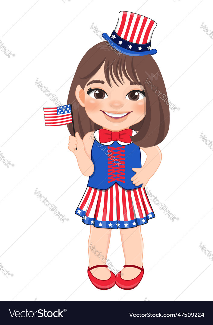 American girl portrait celebrating 4th of july Vector Image