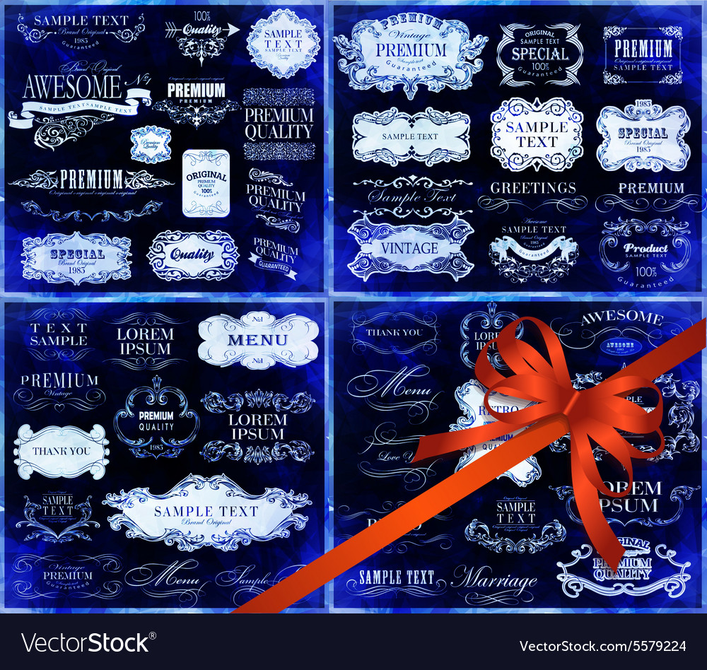 Big set of calligraphic elements for design
