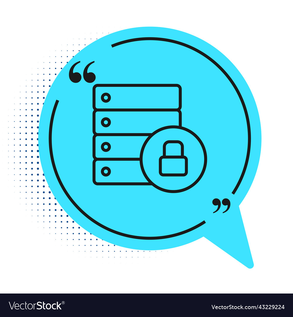Black line server security with closed padlock vector image Black line server security with closed padlock