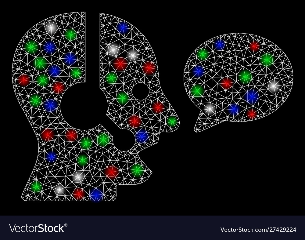 Bright mesh 2d operator message balloon with light vector image Bright mesh 2d operator message balloon with light