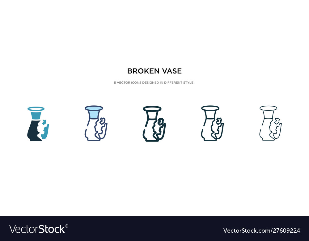 Broken vase icon in different style two colored vector image Broken vase icon in different style two colored