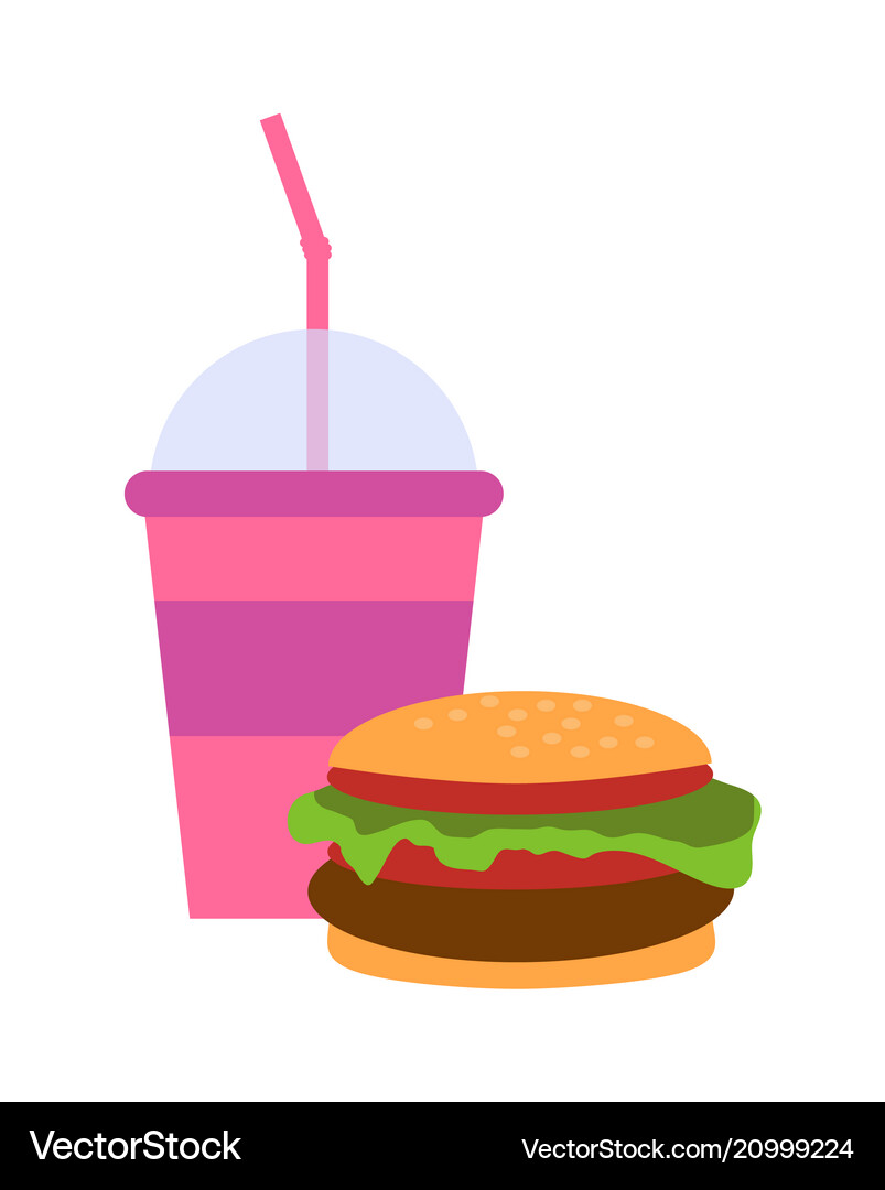 Burger and milkshake set Royalty Free Vector Image