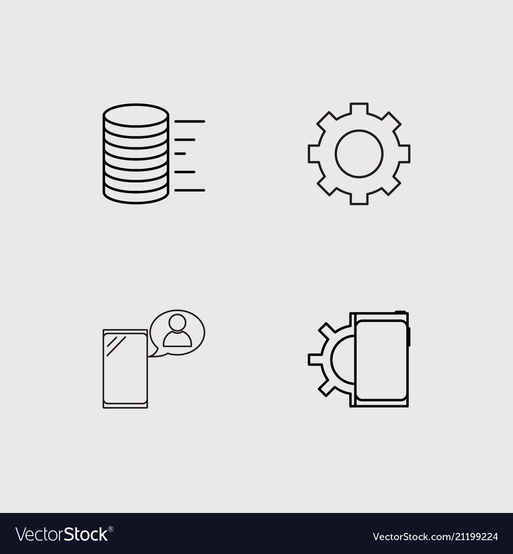 Data analytics simple linear icons set outlined