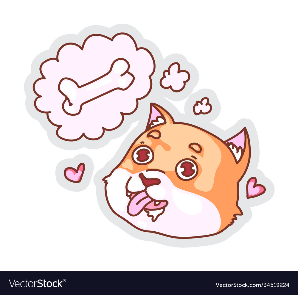 Dog Thinking About Bone Sticker On White Vector Image