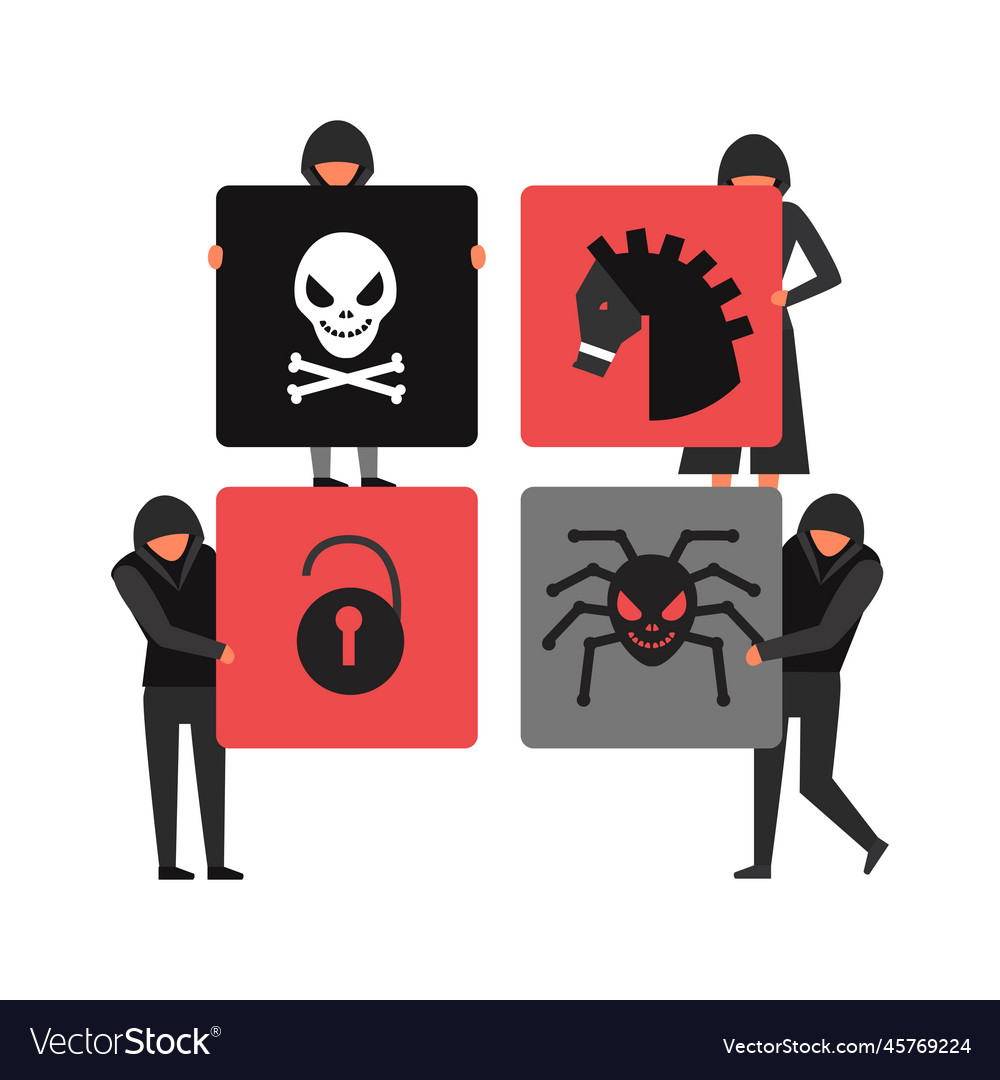 Hacker activity puzzle composition Royalty Free Vector Image