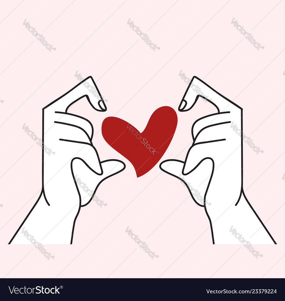 Hands with shaped heart Royalty Free Vector Image