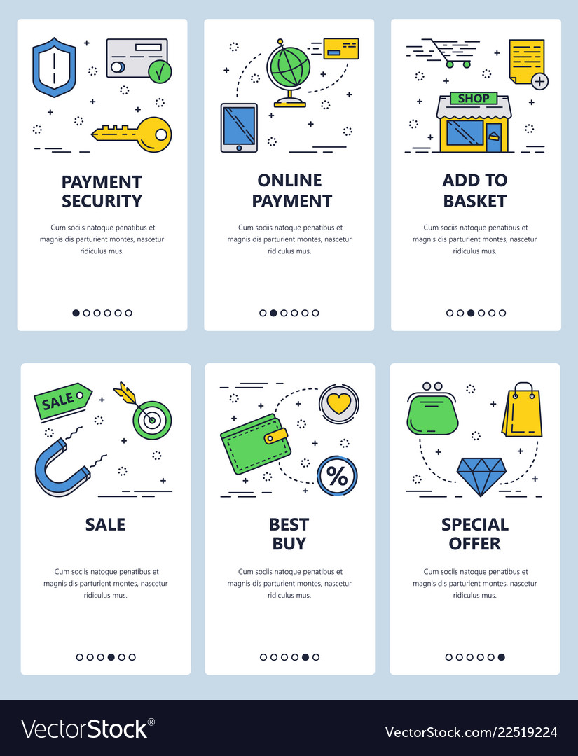 Line art web and mobile app template set vector image Line art web and mobile app template set