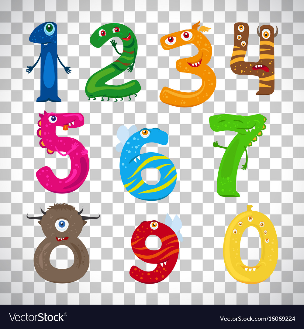 Monster Numbers On Transparent Background Vector Image | My XXX Hot Girl