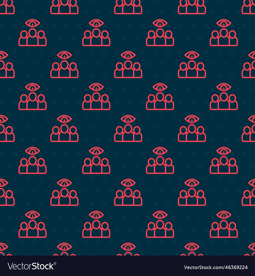 Red line spy agent icon isolated seamless pattern