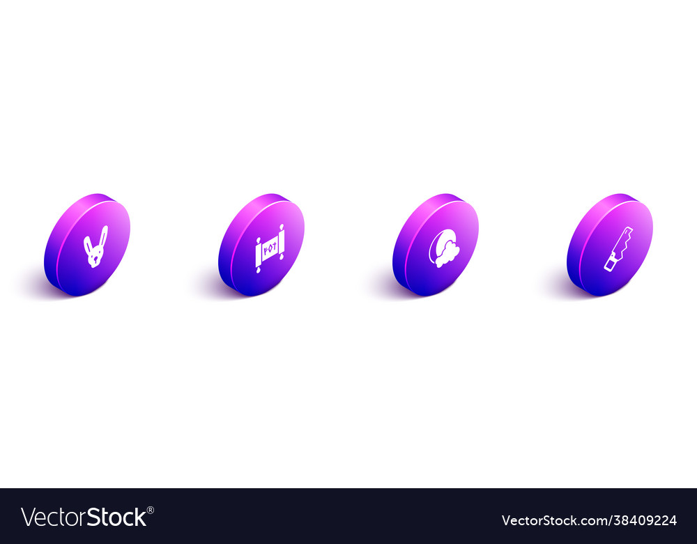Set isometric rabbit with ears magic scroll moon Vector Image Set isometric rabbit with ears magic scroll moon