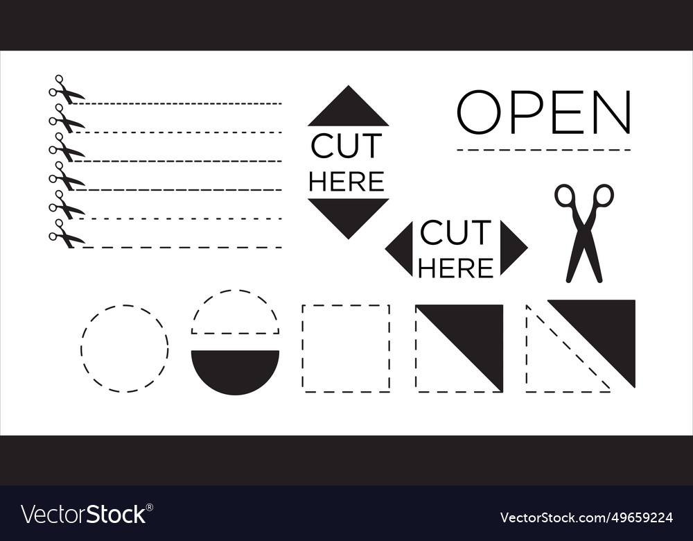 Set of cutting lines and geometric dashed objects Vector Image Set of cutting lines and geometric dashed objects
