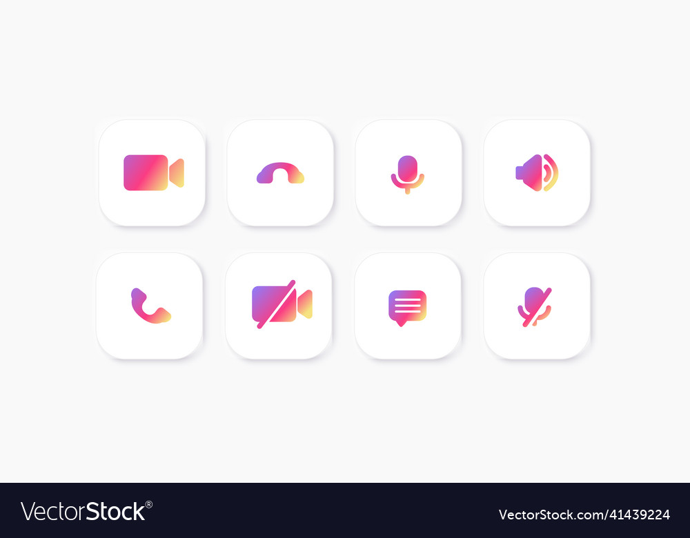 Set of the video chat user interface icons vector image Set of the video chat user interface icons