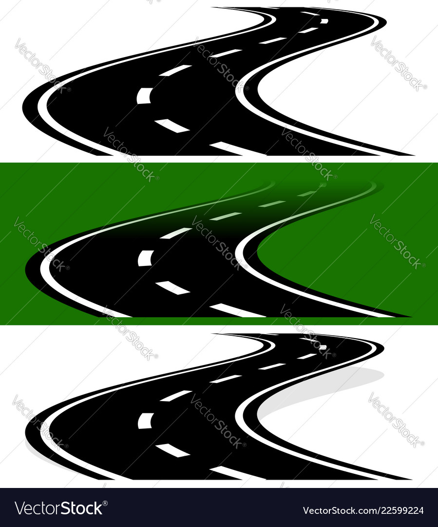 Vanishing fading two-lane road in versions simple