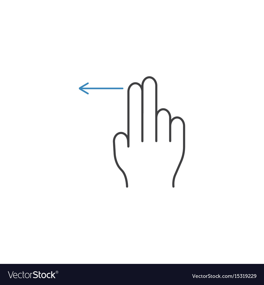 2 finger swipe left line icon hand gestures Vector Image