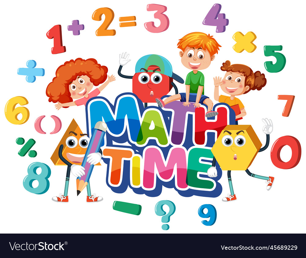 Children cartoon character with math and number