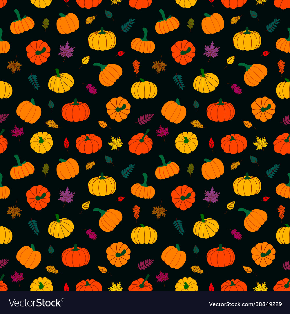Colorful autumn leaves and pumpkins