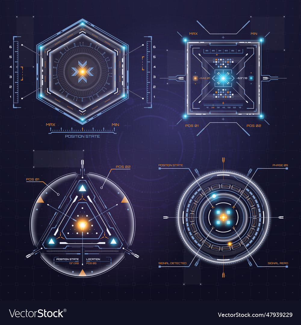 Colour hud user interface techno target screen Vector Image Colour hud user interface techno target screen