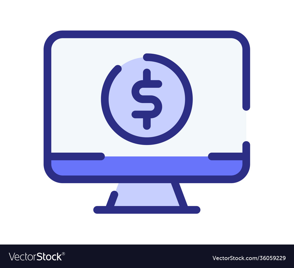 Computer monetize screen single isolated icon